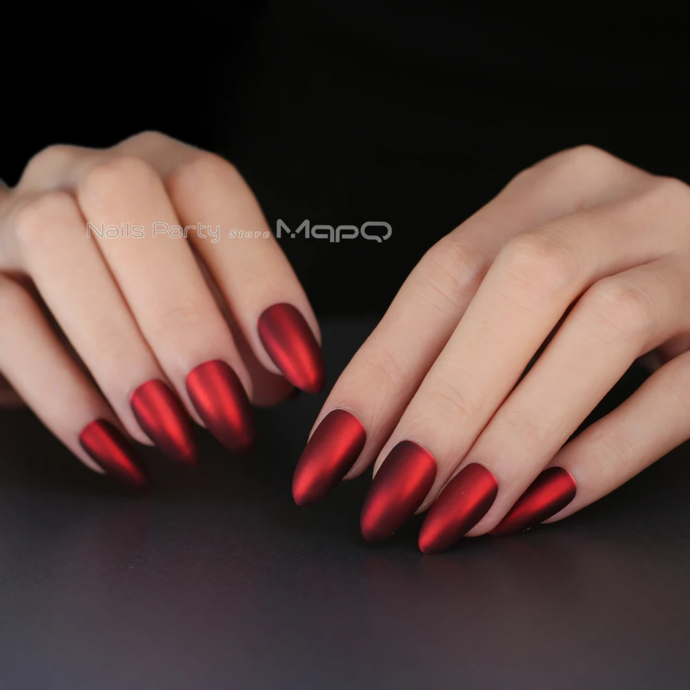 Новые Красные средние крутые накладные ногти на шпильках Рождественский подарок