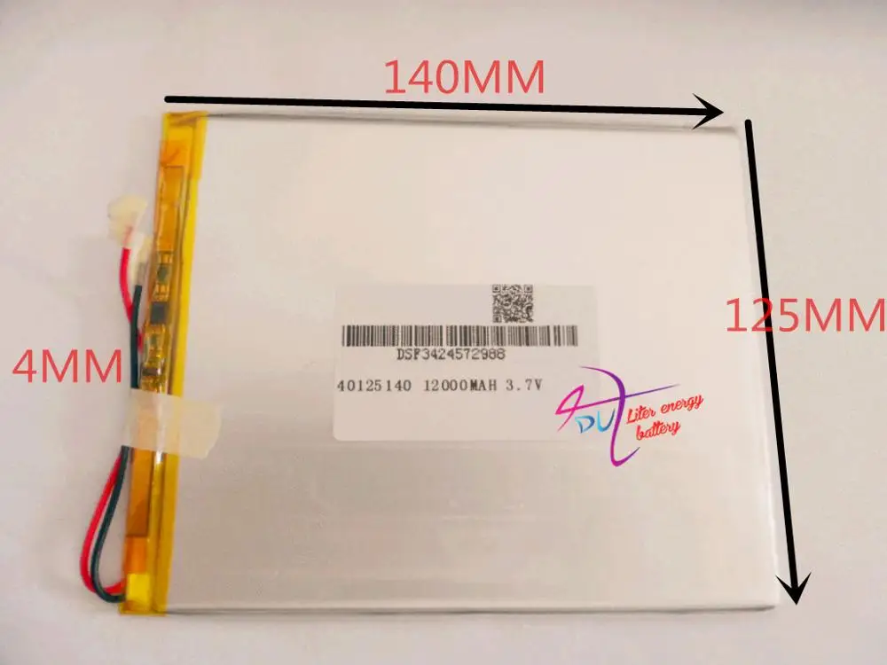 Melhor Bateria com Plugue para ch Tablet pc Marca de Qualidade Perfeita 40125140 3.7v 12000mah