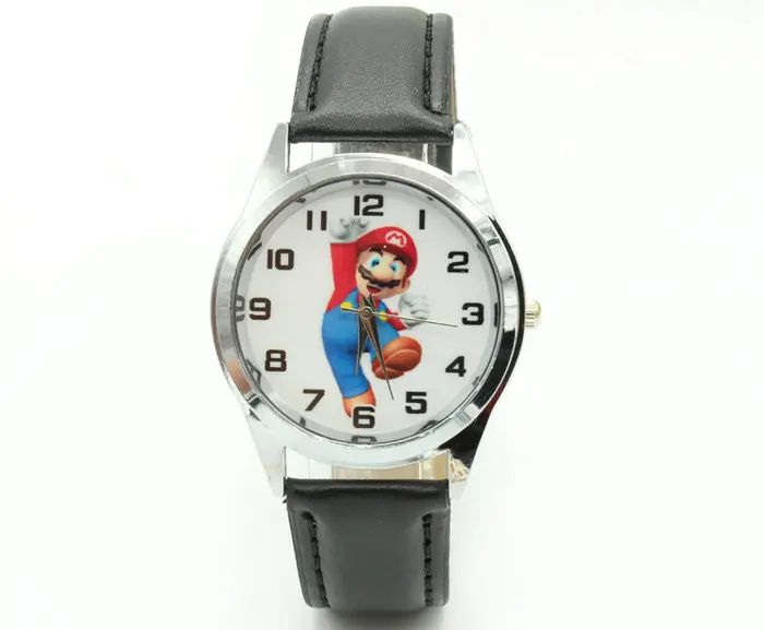 Бесплатная доставка 1 шт. детские часы с героями мультфильма Super mario doll кварцевые
