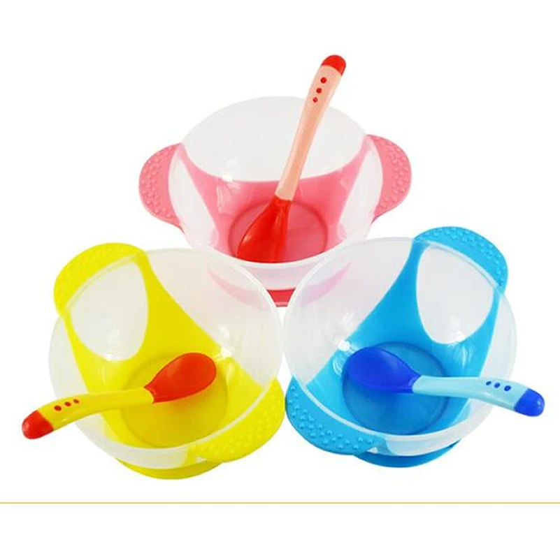 3 шт./лот детская кормушка с крышкой тренировочная чаша ложкой мультяшная