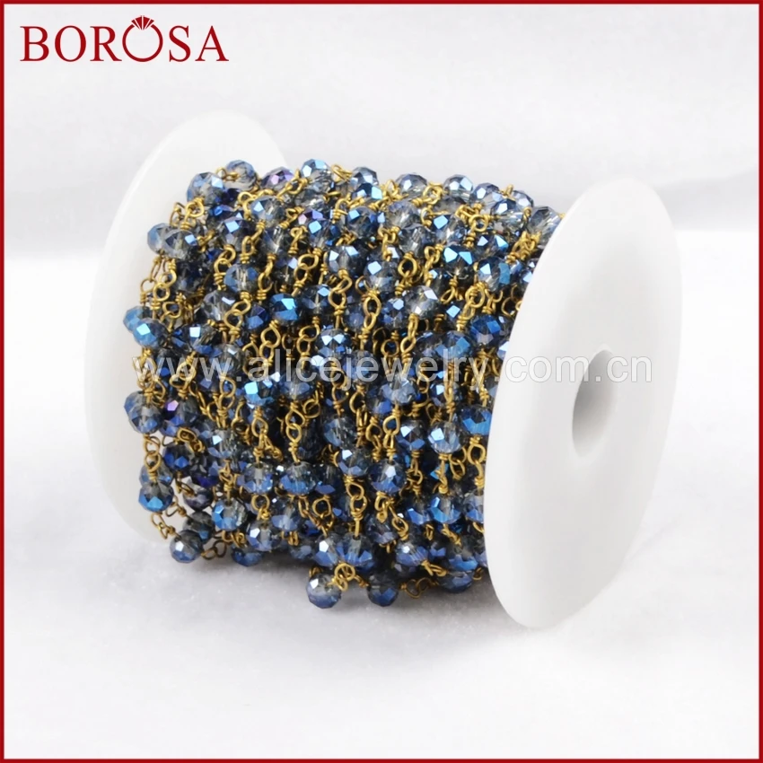 5 метров позолоченные или Серебристые титановые прозрачные стеклянные бусины