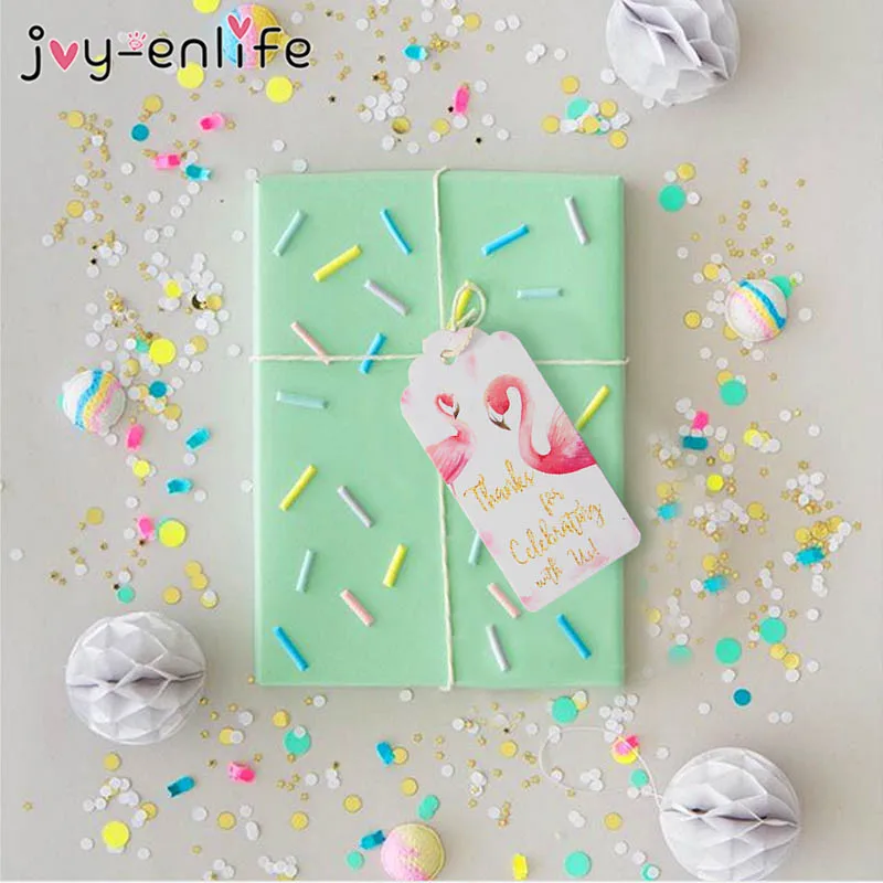 JOY ENLIFE 50 шт DIY Фламинго Птица бумажные бирки для подарков этикетки подвесные