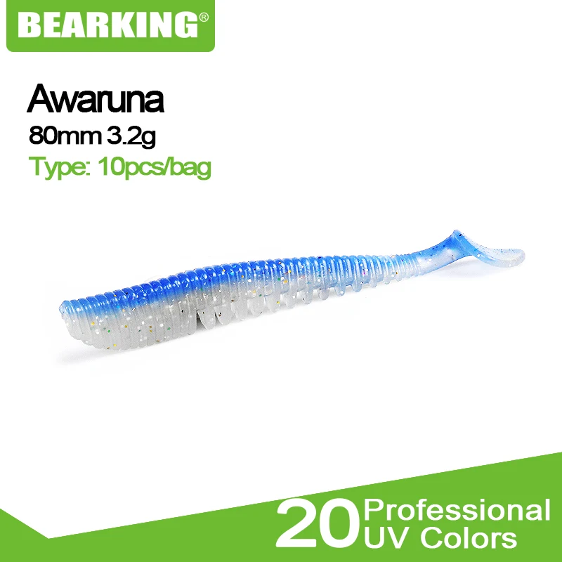 BEARKING Awaruna 80 мм 3,2g 10 шт./пакет мягкие приманки искусственные приманки рыболовные приманки червячной силиконовые бас щука приманки Minnow Swimbait приманки