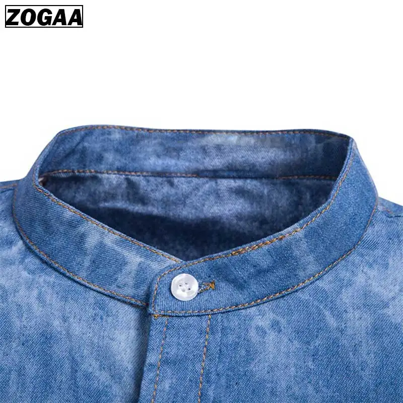 Мужская повседневная ковбойская рубашка ZOGAA модная с воротником стойкой