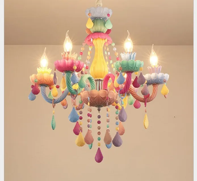 Бесплатная доставка красочная хрустальная люстра светящаяся романтичная
