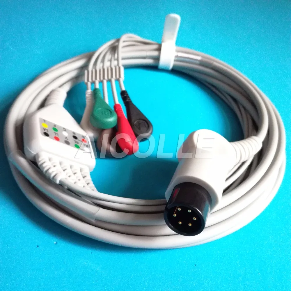 Цельный кабель ЭКГ с 5 оснастки совместимый для Biocare PM-900 PM-900S iM 12 iM 15 BM-9000 BM-9000S