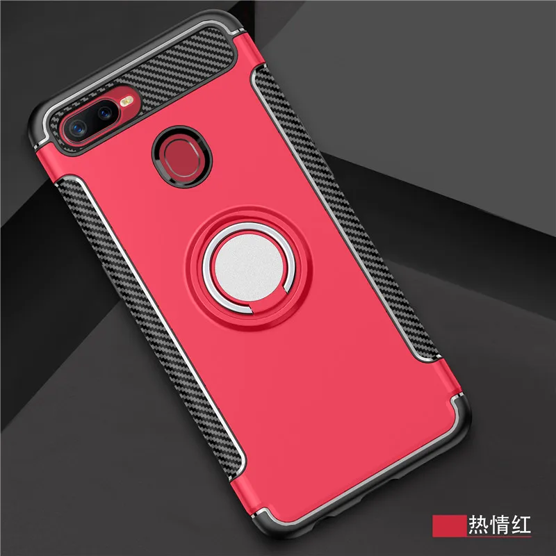 Армированный чехол для OPPO F9 F7 F3 плюс A77 подставка для автомобильного держателя в виде Кольца Гибридный чехол-накладка из поликарбоната и термополиуретана Противоударная задняя крышка для F5 A73 A59 A79 A83 A3S A5