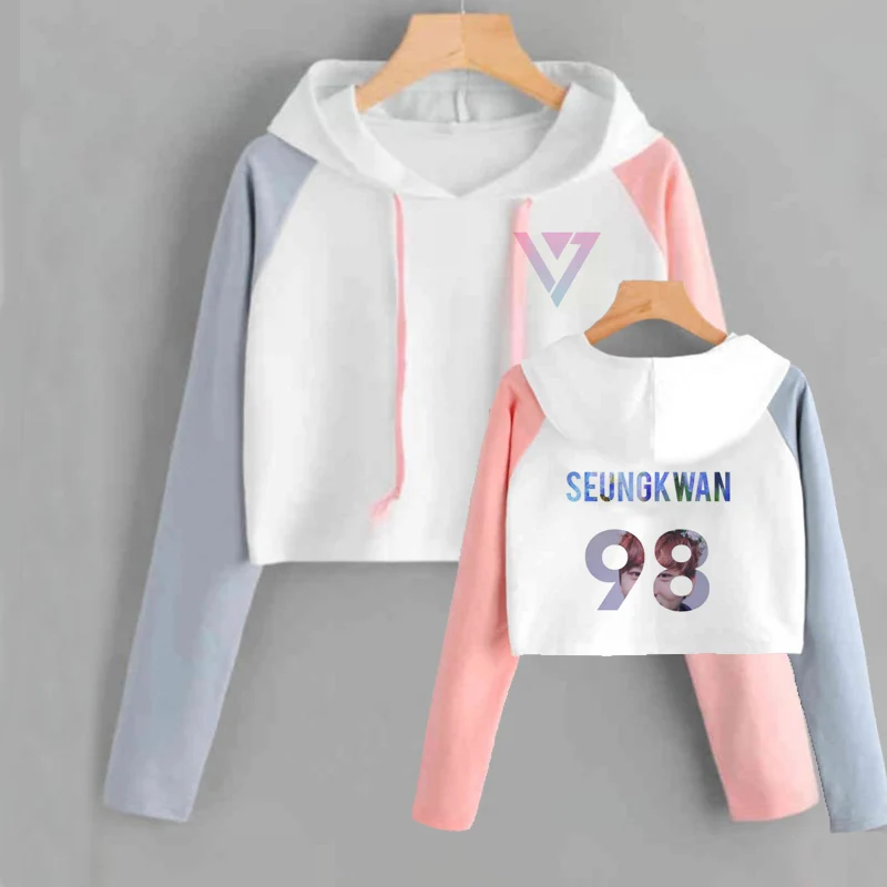 Укороченные толстовки свитшоты женские топы Seventeen альбом Kpop толстовка Jeonghan joшуа