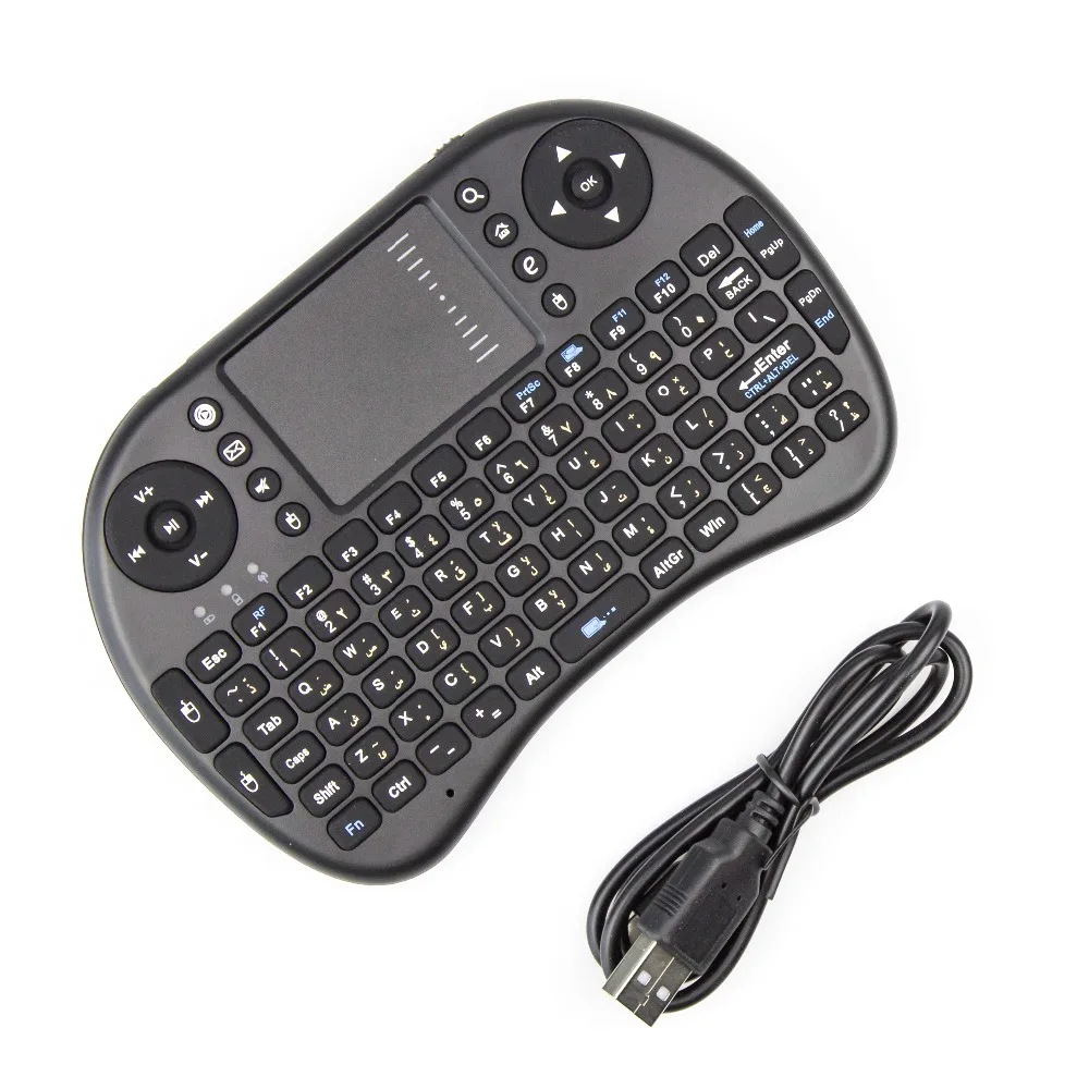Mini Wireless Keyboard with Russian English Hebrew Spanish Air Mouse 92 keys USB +Touchpad For Android TV BOX PC Laptop | Компьютеры и