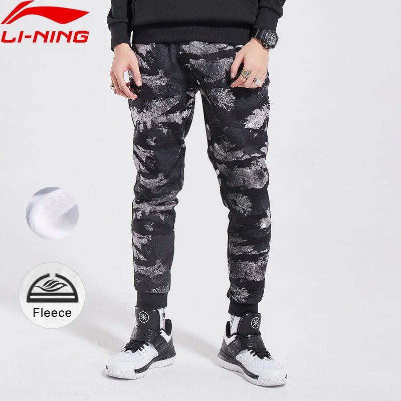 Мужские баскетбольные штаны Li Ning BAD FIVE теплые флисовые спортивные с подкладкой из