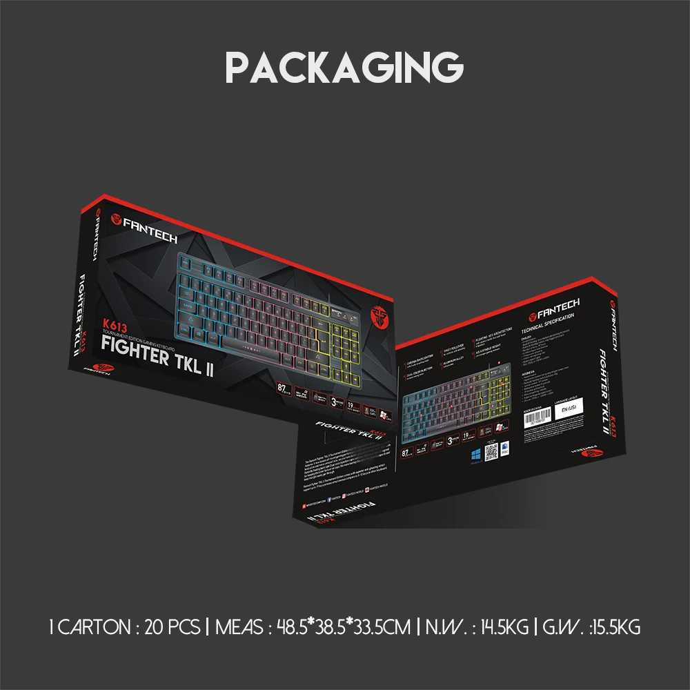 Fantech K613 Профессиональный USB игровая клавиатура светодиодный подсветкой 87 клавиш Проводная игровая клавиатура Водонепроницаемый Механическая игровая клавиатура
