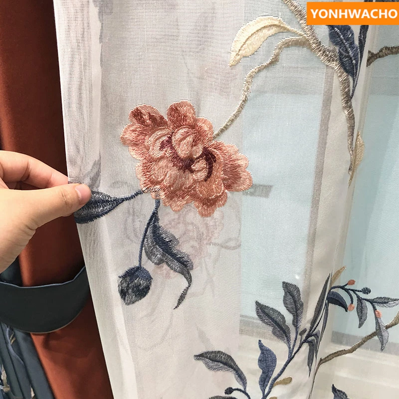 Занавески на заказ имитация американской страны шелковая атласная ткань вышитая