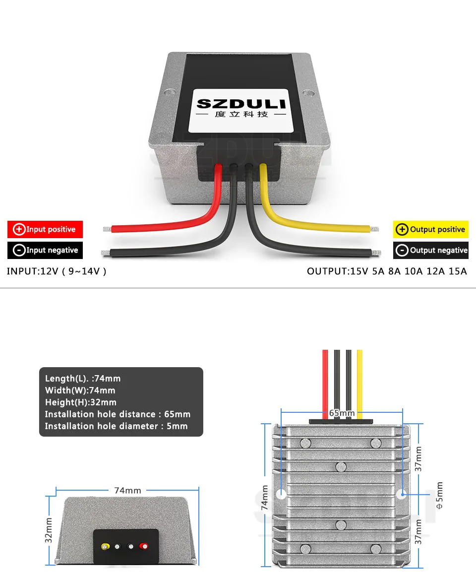 12V 15V 3A 5A 10A 15A 20A DC преобразователь 9~ 14 до 15В автомобильной boost модуль трансформатор CE по ограничению на использование опасных материалов в производстве