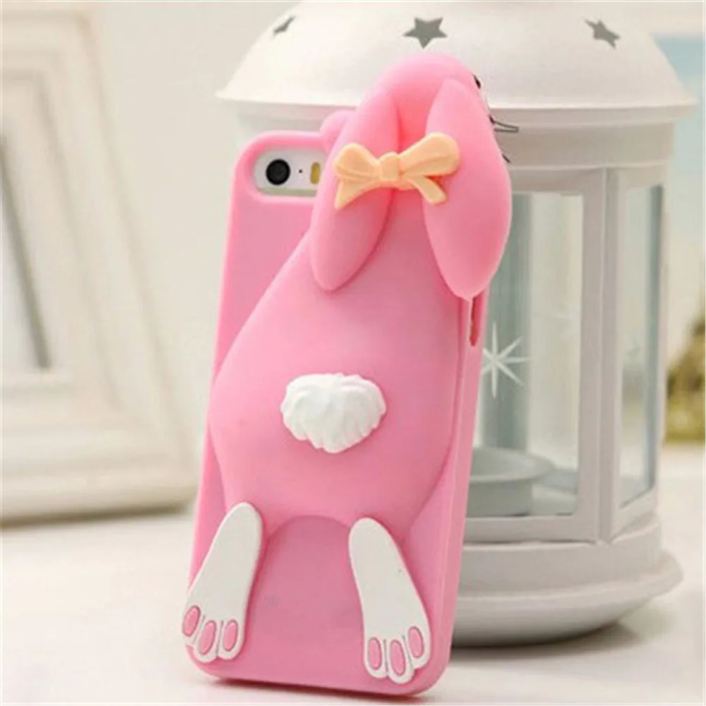For iPhone 6S Cute 3D Cartoon Bunny Rabbit Soft Silicone Case Cover 5 5s 6 7 8 Plus X Back |