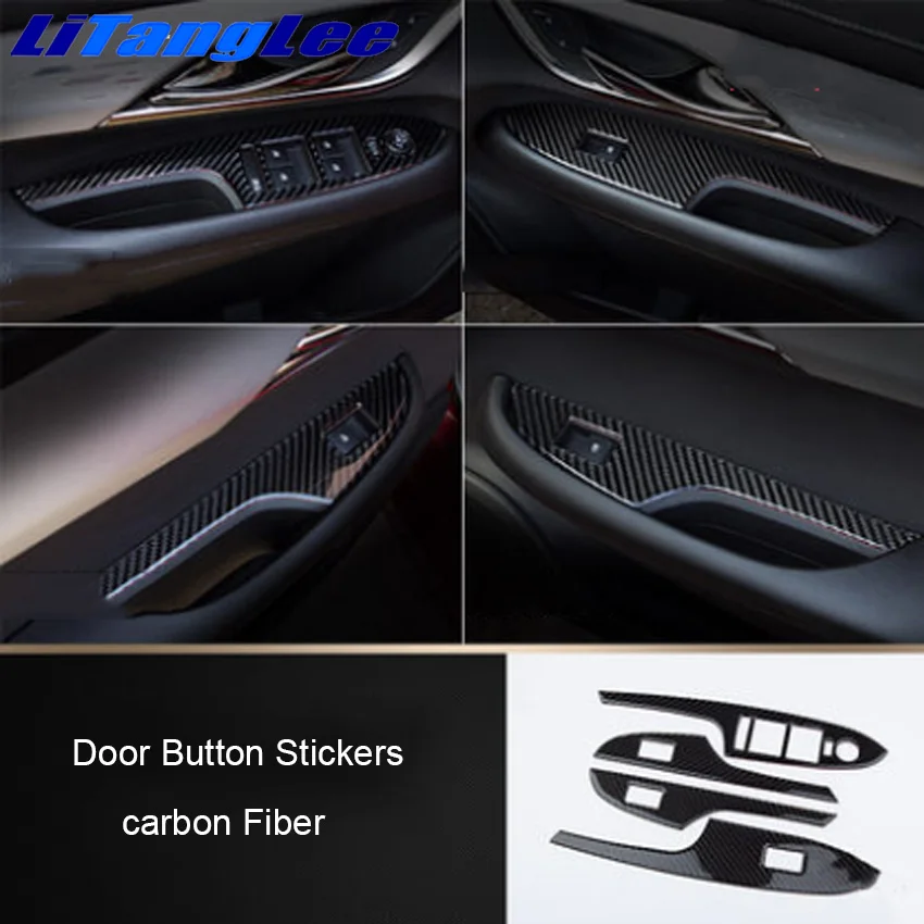 

Auto Armrest Panel Trim Decoration For Cadillac ATSL Carbon Fibre Interior Refit Car Styling Power Window Switch Decor