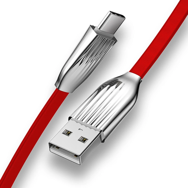 Cafele usb type-C кабель для Xiaomi 8 huawei P20 samsung Galaxy S9 зарядный кабель USB C разъем из цинкового сплава type C 120 см - Цвет: Красный