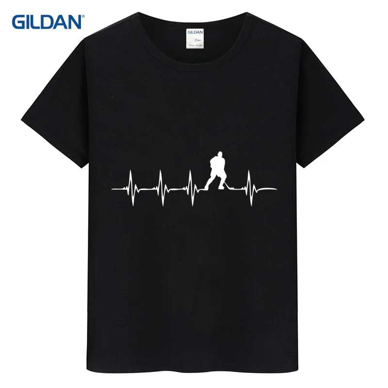 Red Tee Shirt Men 2017 Heartbeat Icer Hockeyer Hobby Sportser Stylish T Mens Hop T-Shirt Cotton | Мужская одежда