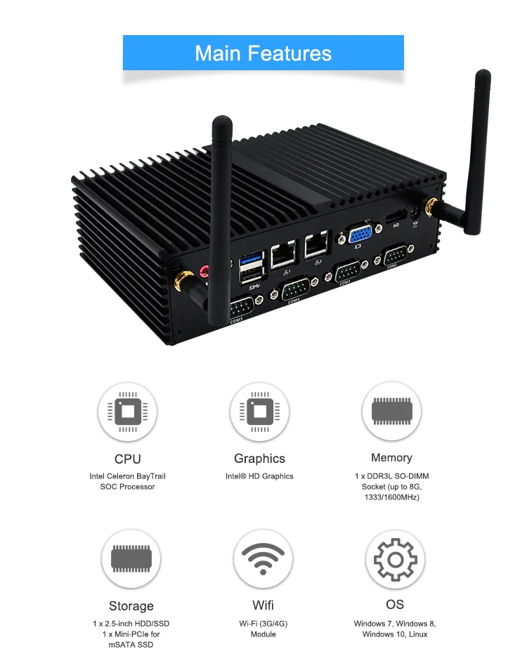 Последний 7 RS232 J1800/J1900 бортовой Pos Компьютер, поддержка Linux ubuntu, брандмауэр, Q180X/Q190X