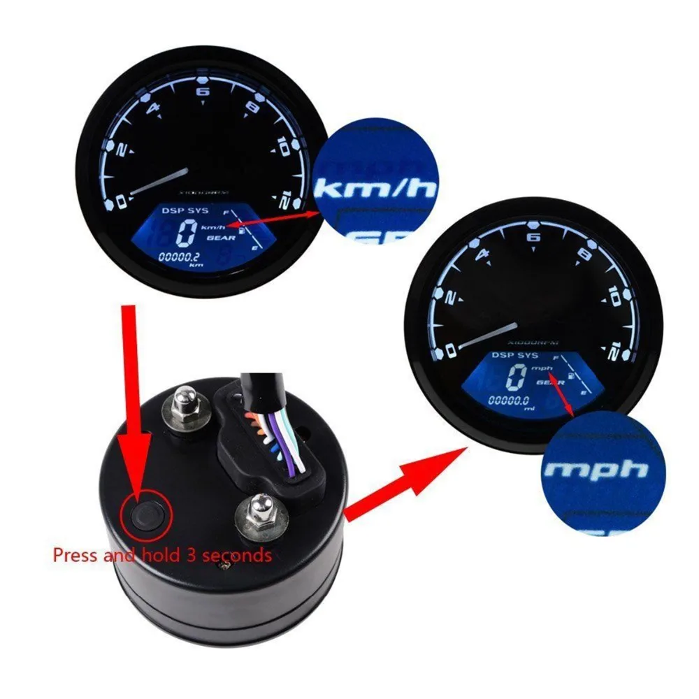 12000RMP KMH/MPH мотоцикл LCD цифровой одометр спидометр тахометр датчик LED анти УФ