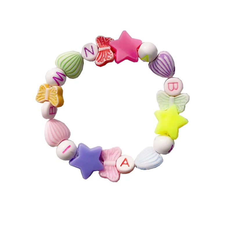 2019 Fashion Lovely Letter Bracelet For Child Children Gift Kid Jewelry Acrylic Candy Color Star Heart Bracelets | Украшения и