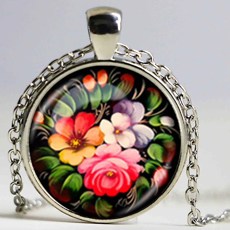 Ожерелье с радужным цветком украшение в виде цветка стеклянный купол ожерелье