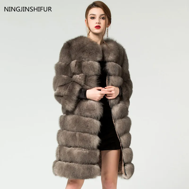 Imitate mink color Шуба из натурального Лисьего меха, имитирующая выдру, цветная Женская модная зимняя теплая Съемная шуба из лисьего меха - Цвет: Imitate mink color
