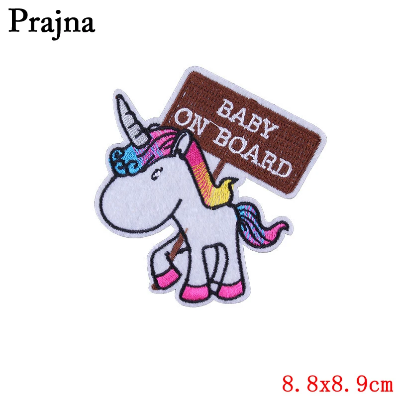 Prajna нашивка единорога в виде животных, наклейки, мультяшная вышивка, железные нашивки для детской одежды, DIY Декор для одежды, аксессуары F