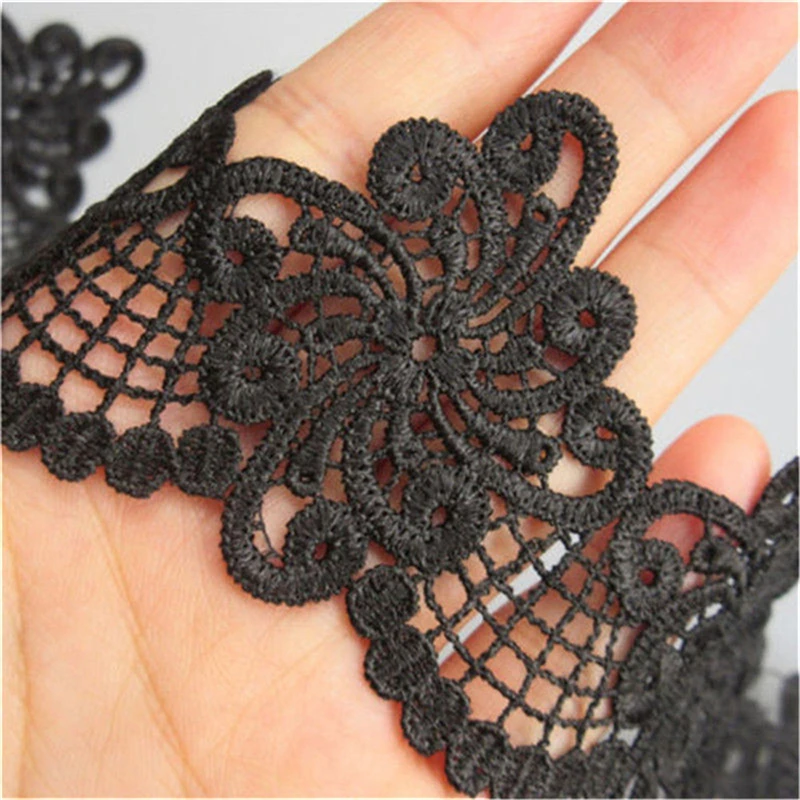 2 метра белая черная Цветочная кружевная лента с отделкой краев ткань вышивкой