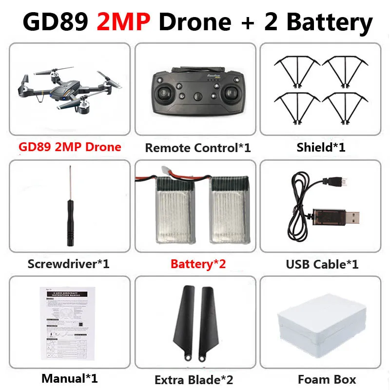 GW58 2MP 2B Foam GW58 складной Дрон с камерой HD 2MP FPV Wi-Fi высота удержания антенна видео селфи RC Квадрокоптер вертолет детская игрушка VS SG106 E58 - Цвет: GW58 2MP 2B Foam