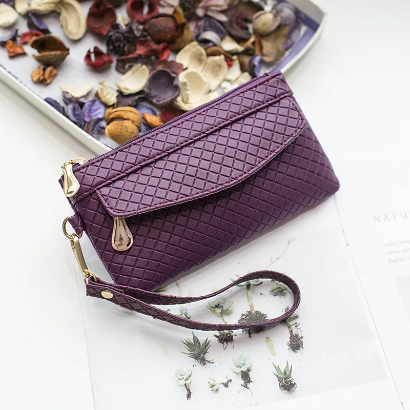 Женский кошелек Простой Модный Soild плед на молнии из искусственной кожи Длинный