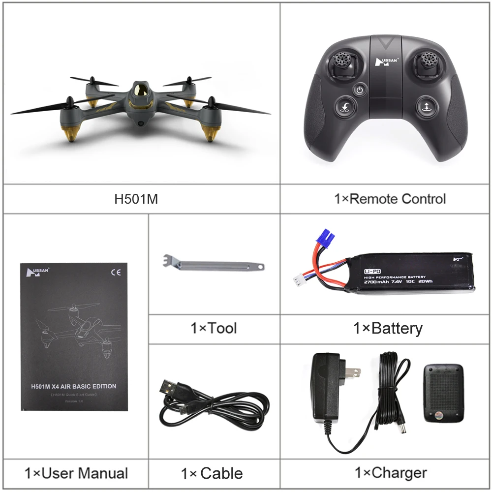 Оригинальный Hubsan H501M X4 WI-FI FPV RC бесщёточный GPS Квадрокоптер 720 P HD Камера HT009 пульт
