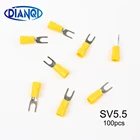 DIANQI SV5.5-4 5 6 8 желтый фурикатный соединительный кабель Провода 100 шт. Вилка типа Изолированные Наконечники провода для AWG12-10