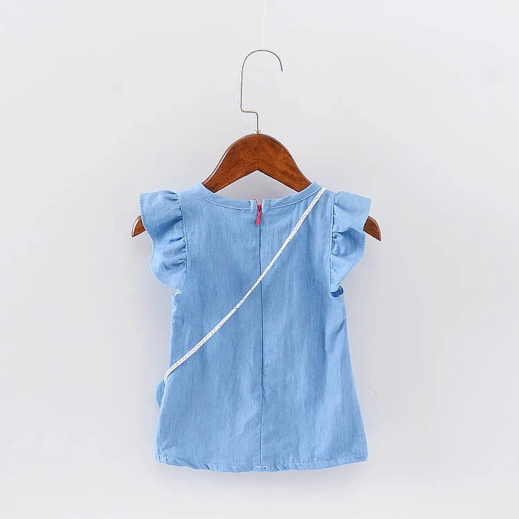 Платье для маленьких девочек 2017 Летняя джинсовая одежда на 1 год и день рождения