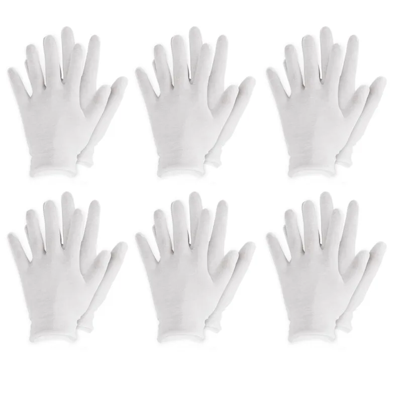 6 Pairs Тонкие многоразовые рабочие перчатки из нейлона и хлопка, мягкие перчатки для сухой руки, увлажняющие косметические, Eczema Hand Spa, монета для проверки ювелирных изделий - Цвет: 6 Pairs