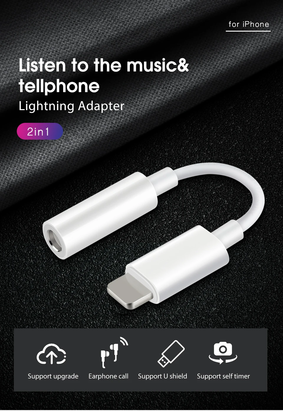 Адаптер с разъемом lightning для наушников apple 3,5 мм для iPhone xs max xr 8 7 6s plus 5 ipad aux аудио конвертер ios 12