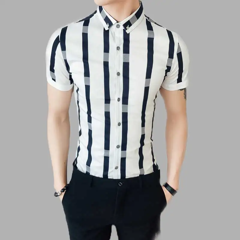 Слева Встроенная память 2018 модные летние мужские полосой Стенд воротник