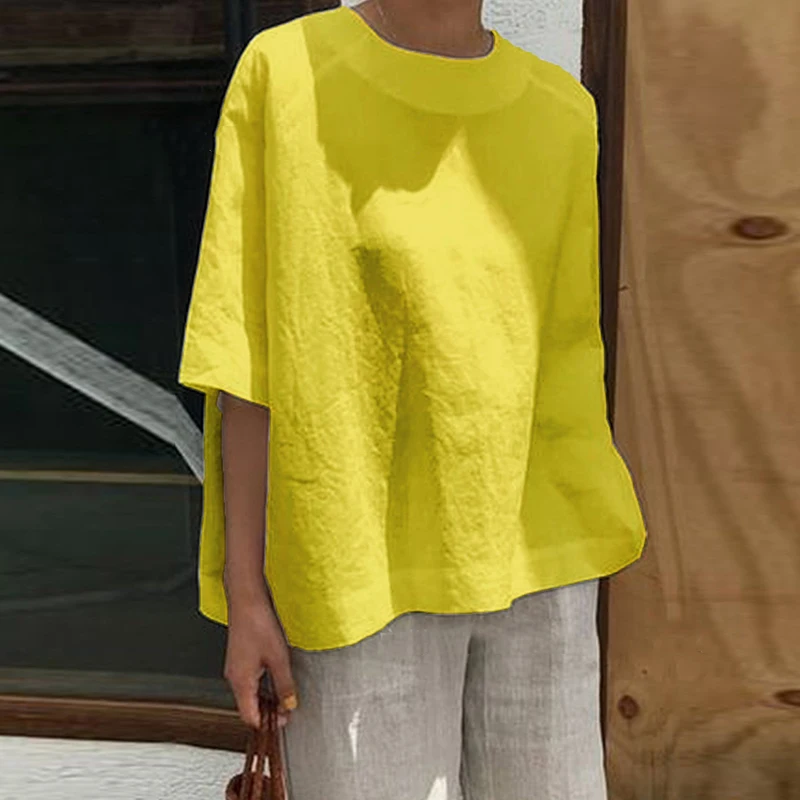 Женская мешковатая блузка с коротким рукавом Повседневная Свободная вырезом