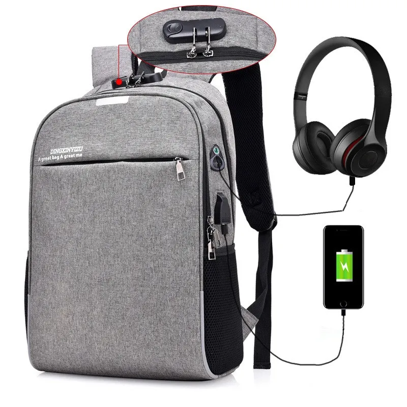 

korean Style USB Charging Anti-theft Backpack 15 15.6 inch for Teens Anti theft Backpack Male Casual Men Anti thief back pack
