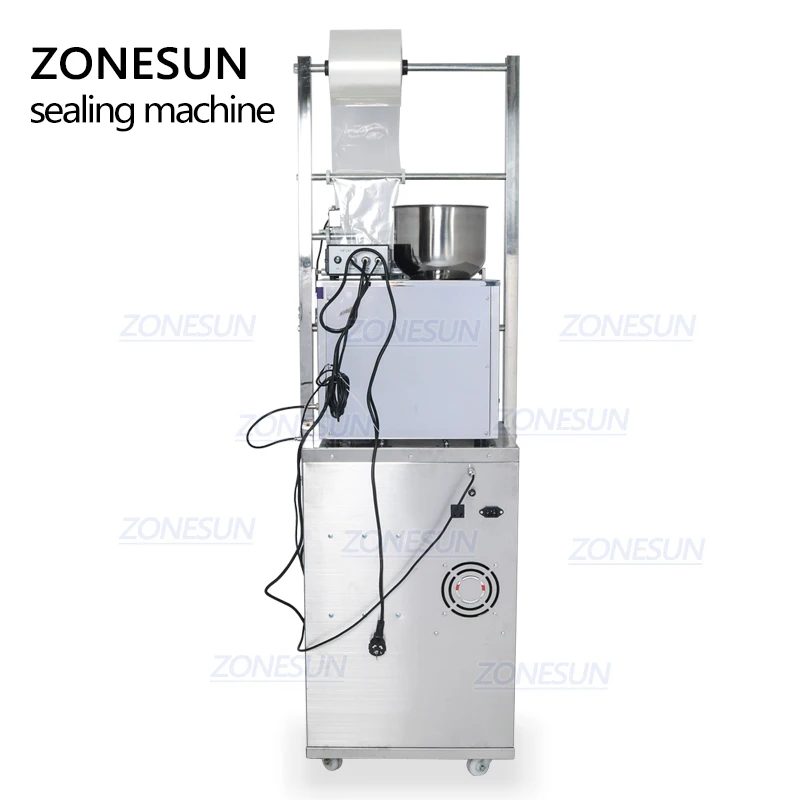 

ZONESUN Automatic 2-50G Dry And Massive Power Hardware Nut Automatic Powder Tea Surge Filling Sealing Racking Packing Machine