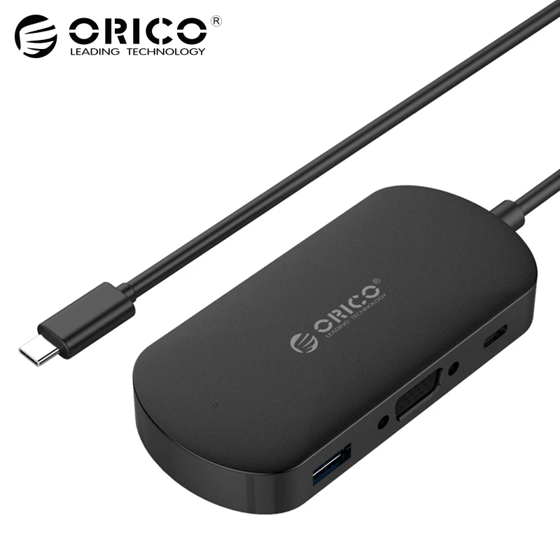 ORICO USB C концентратор type-C для VGA type C USB3.0 PD адаптер разветвитель 4k 1080P для MacBook samsung Galaxy Аксессуары для портативных ПК - Цвет: black