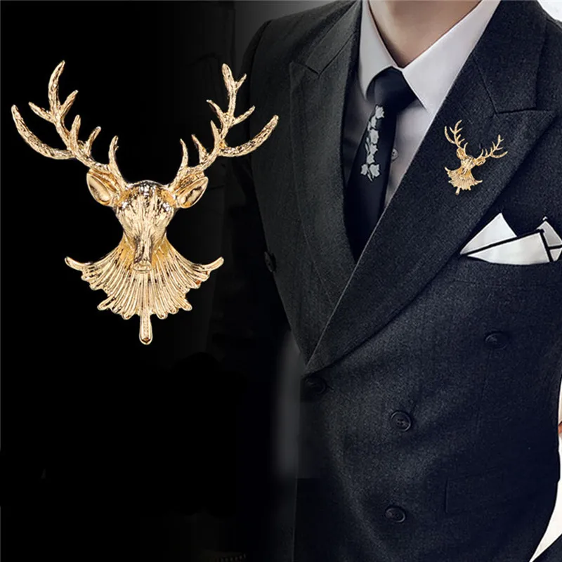 

Hot Vintage Unisex Animal Deer Brooch Badge Popular Cute Elk Antlers Head Brooches Pins Clothes Accessories Christmas Gifts