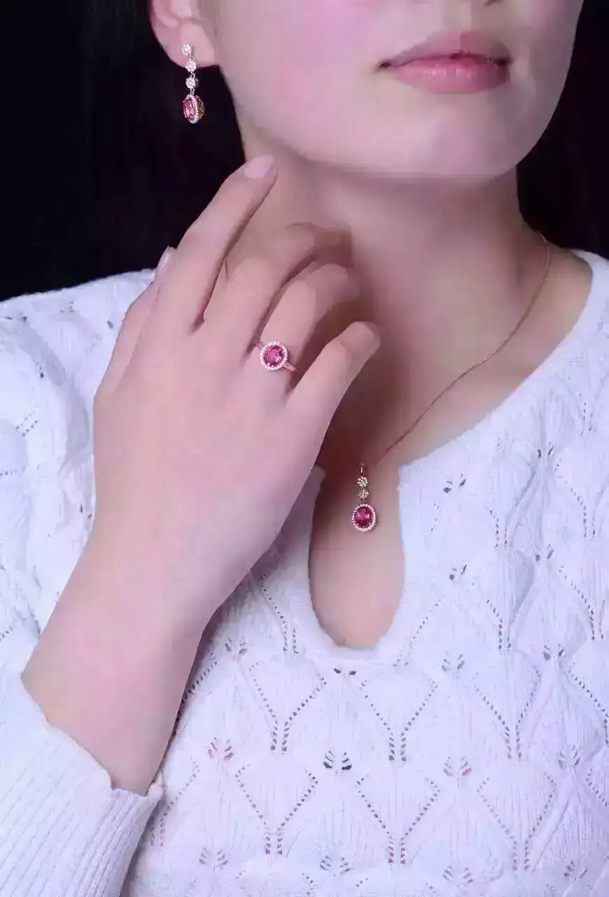 Женские серьги подвески из серебра 925 пробы с натуральным розовым топазом|earrings