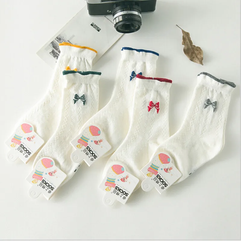 Носки белые короткие с бантом для мальчиков и девочек 2018 5 пар красивые хлопковые