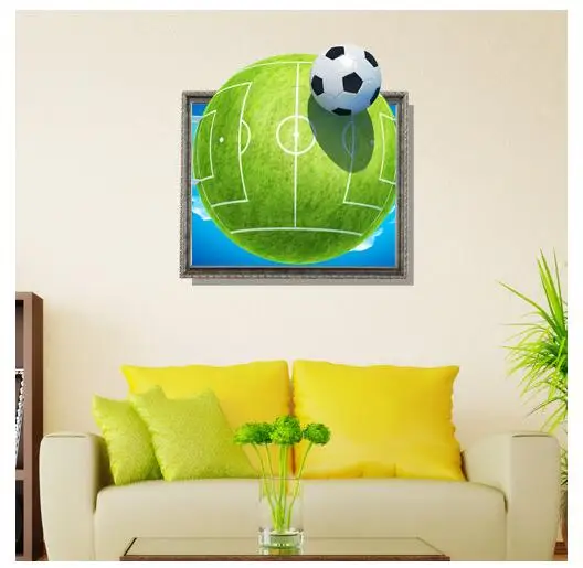3D настенная наклейка с футбольным логотипом покраска поля для детской комнаты