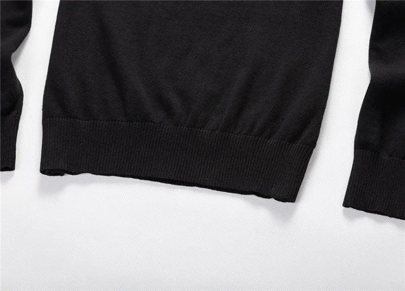 

2019 New autumn and winter men's V-neck pure color casual black warm sweater men's slim fit brand 100 % pure cotton knitted top