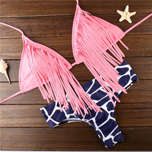 2016 горячей продажи бикини черный кисточкой женщин сексуальный купальники