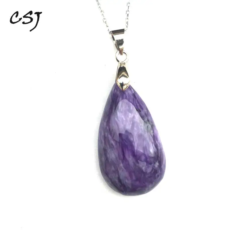 Женский кулон CSJ натуральный Чароит ожерелье для девушек и женщин вечерние