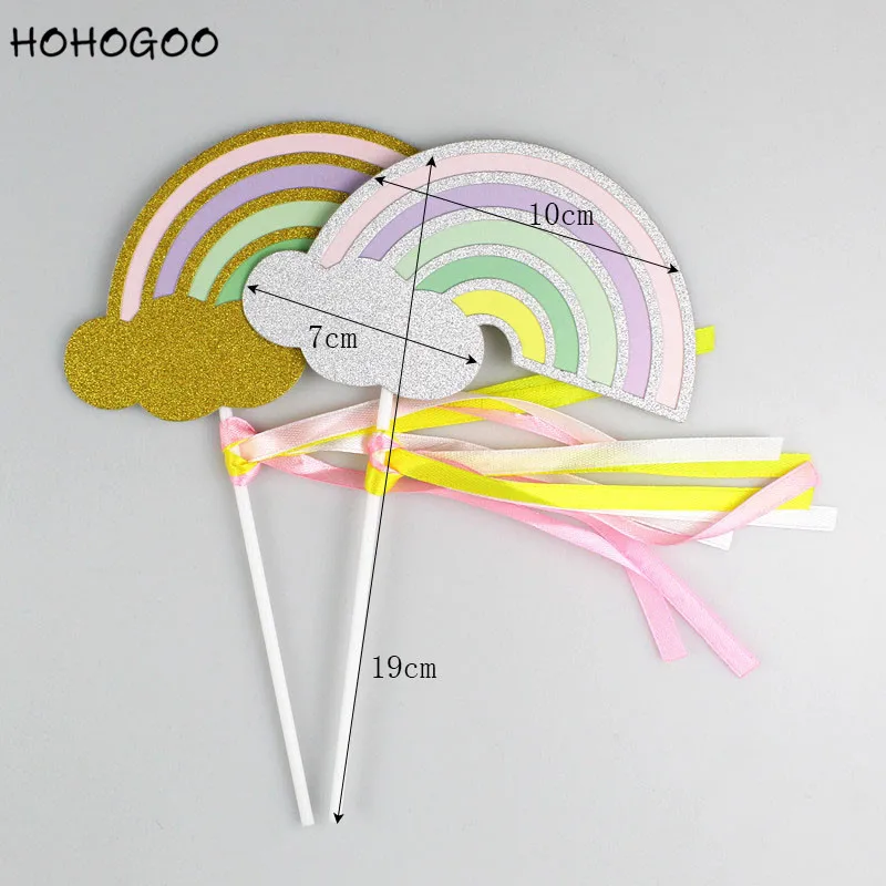 HOHOGOO 1 шт. 5 цветов радуги облако узор торт Топпер Бумага Baby Shower День рождения DIY