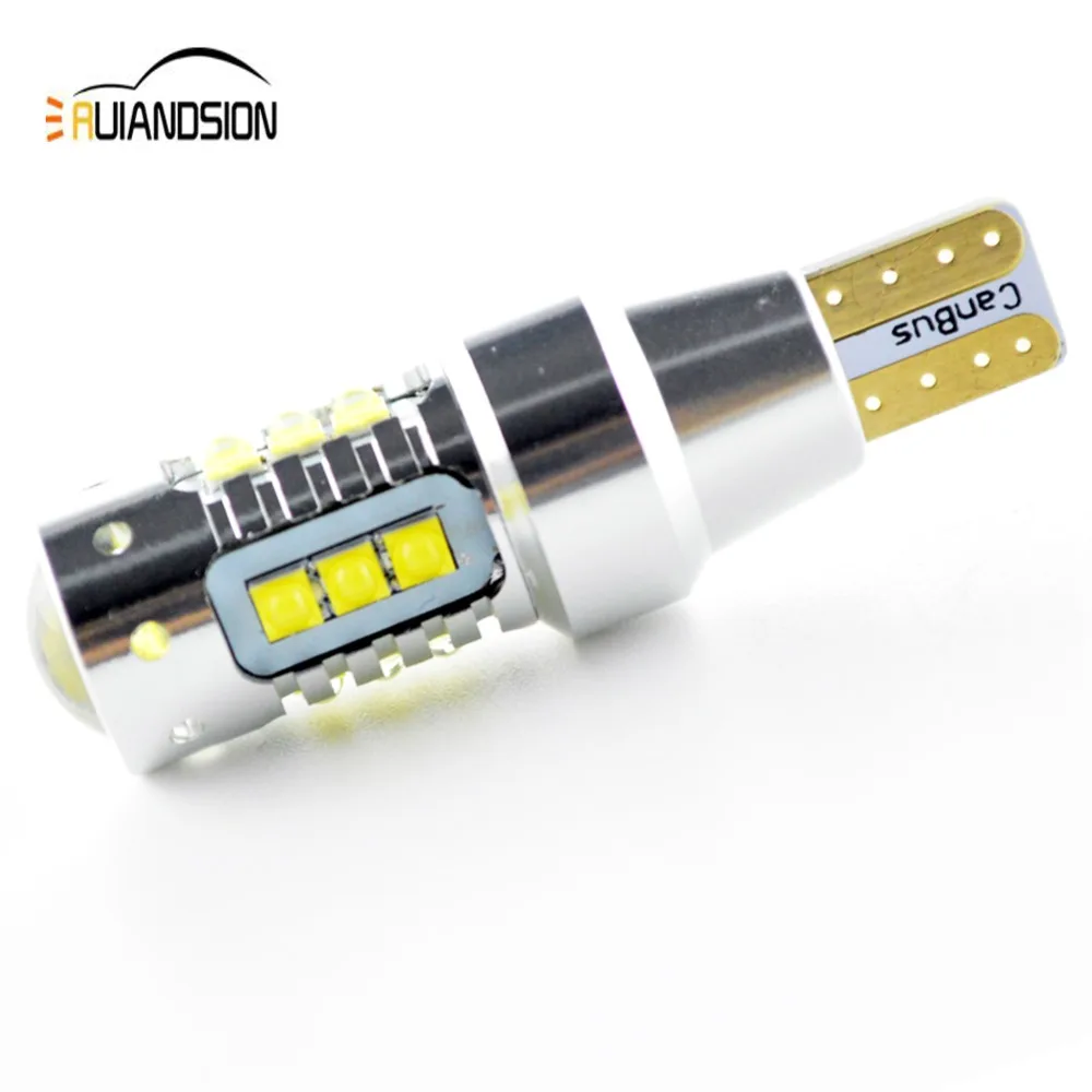 2x AC12V 24V 80W T15 W16W Автомобильный Обратный светильник светодиодный W2.1x9.5D лампа 16SMD XBD чип 921 Автостоянка/клиновидная лампа