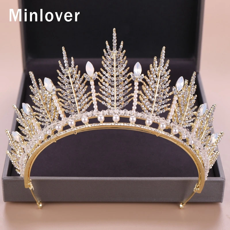 Minlover золото/серебро цвет барокко сверкающие хрустальные свадебные диадемы